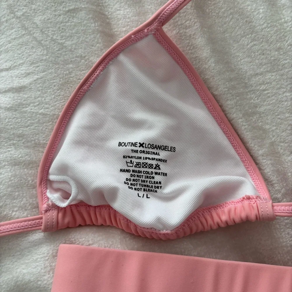 Boutine LA Blush Pink Surf Bottoms & Bikini Top II Size Large - Picture 2 of 15